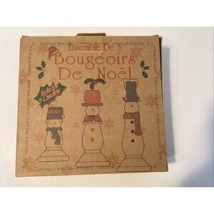 readon products trio snowmen candle holders bougeoirs de Noel original box